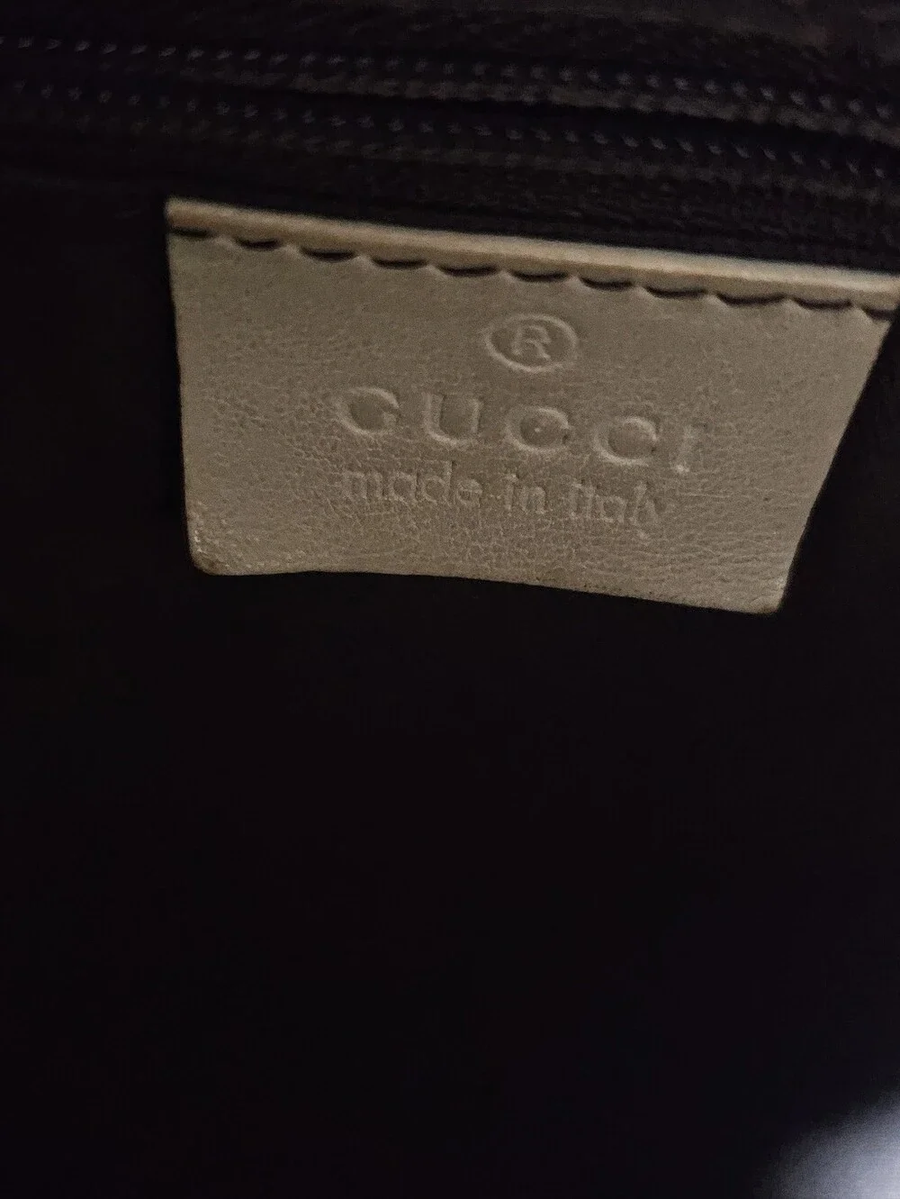 Authentic Gucci Beige Monogram Canvas Sukey Shoulder Bag with Ivory Trim Vintage